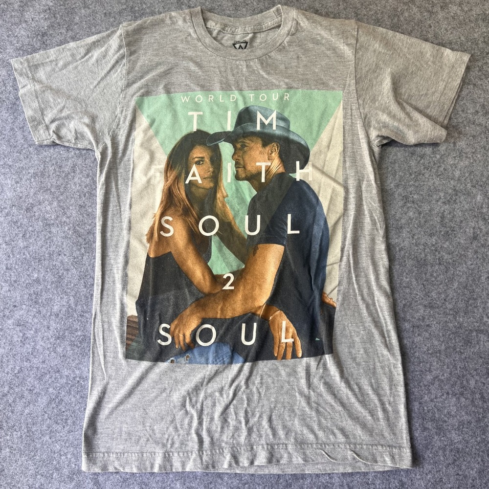 Soul2Soul Tim McGraw Faith Hill Tour Shirt S Gray Cotton Blend Graphic Tee